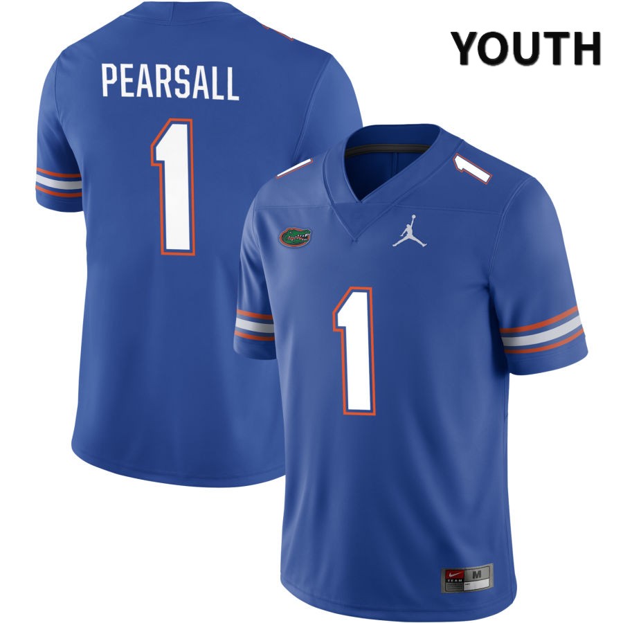 NCAA Florida Gators Ricky Pearsall Youth #1 Jordan Brand Royal 2022 NIL Stitched Authentic College Football Jersey DMR5764KU